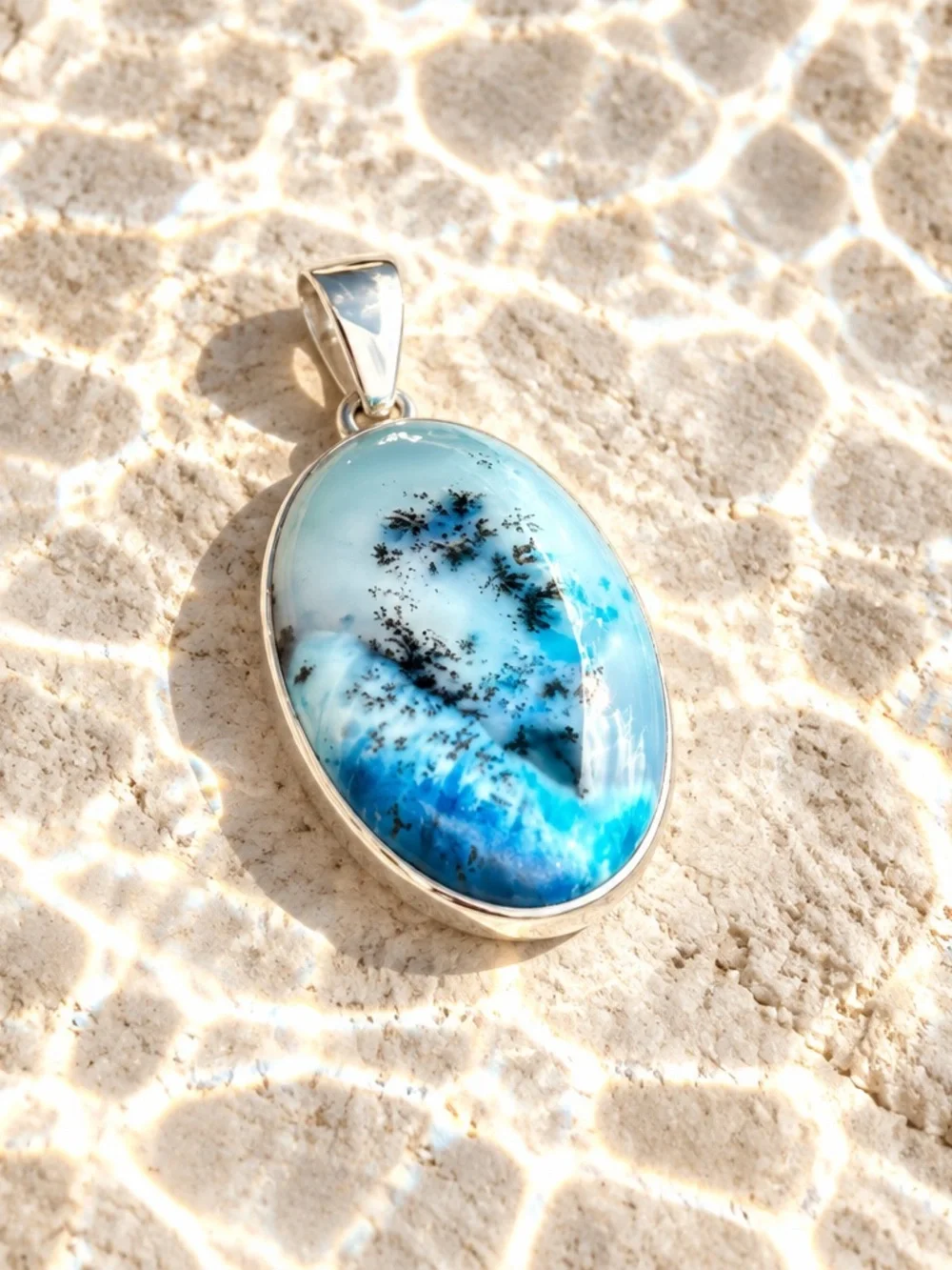 SOLD NEW! Blue Dendritic Opal Necklace